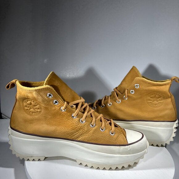 Converse Run Star Mens Size 11.5 Hike Platform Shoes Brown Leather Sneakers High - Picture 7 of 12
